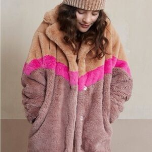 Molo Teddy Jacket in Pink and Tan